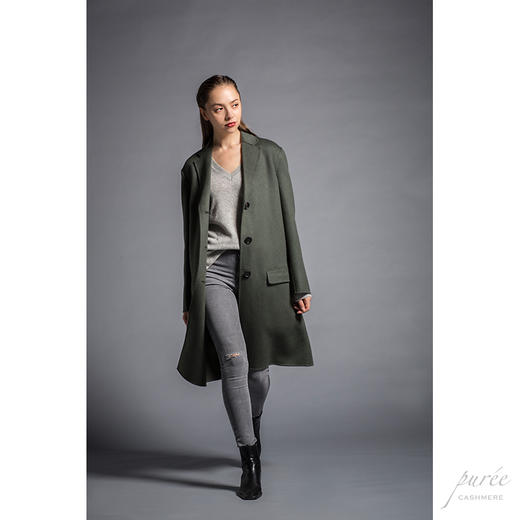 #0714 Everyday Cocoon Coat 单排扣茧型大衣 苍绿色 商品图4