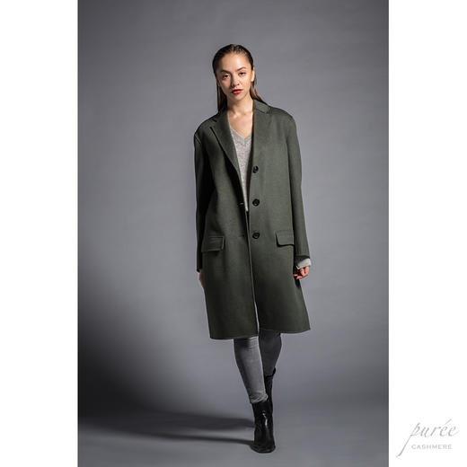 #0714 Everyday Cocoon Coat 单排扣茧型大衣 苍绿色 商品图3