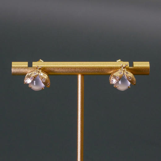 「流萤」白冰翡翠钻石18K黄金耳钉【定制40天/需询价】 商品图1