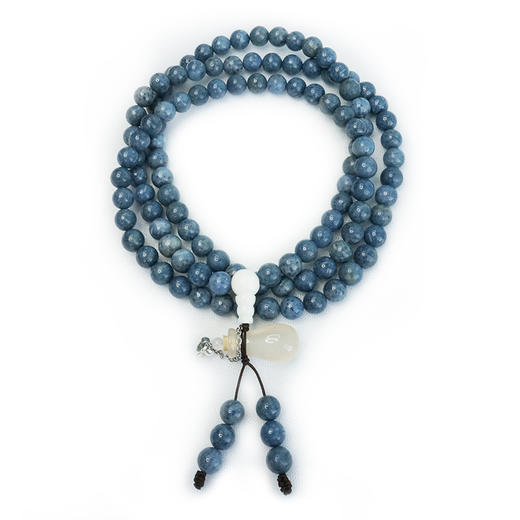  108颗 蓝珊瑚 白玛瑙/樱花玛瑙 多圈扩香手串  佛 汉服 国风   滴精油  商品图4