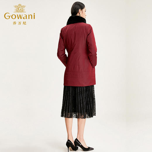 乔万尼派克服冬季修身显瘦外套女保暖毛领皮草中长款EN4N781 商品图3