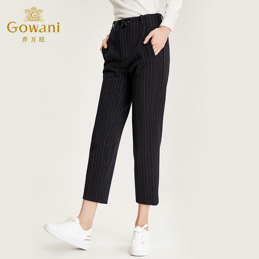 乔万尼哈伦裤女秋冬直筒英伦竖条纹长裤显瘦百搭休闲裤EN4F835 商品图1