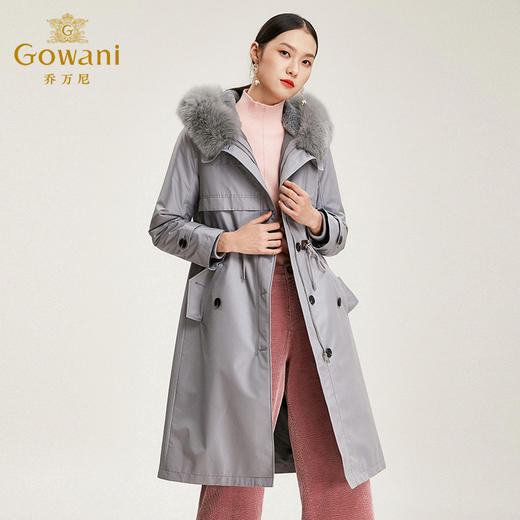 乔万尼派克服女冬款收腰保暖狐狸毛领气质流行皮草外套长款EN4N773 商品图1