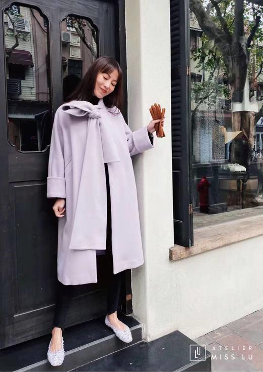 AtelierMissLu / Lavanda-系带蝴蝶结香芋紫大衣 商品图1