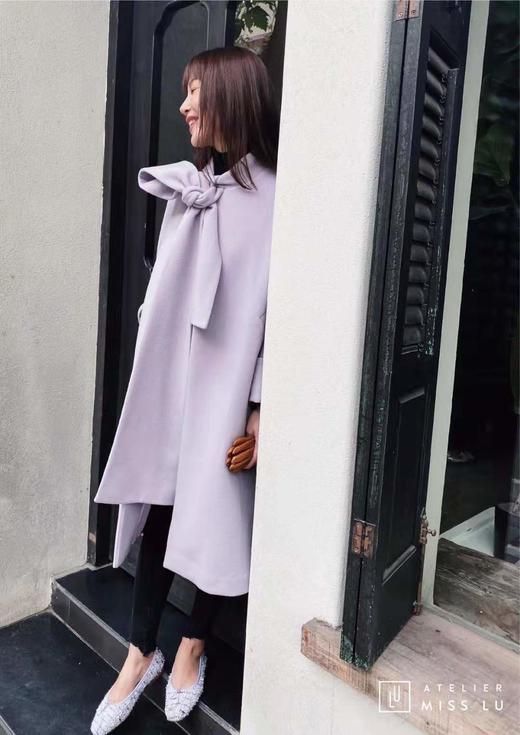 AtelierMissLu / Lavanda-系带蝴蝶结香芋紫大衣 商品图7