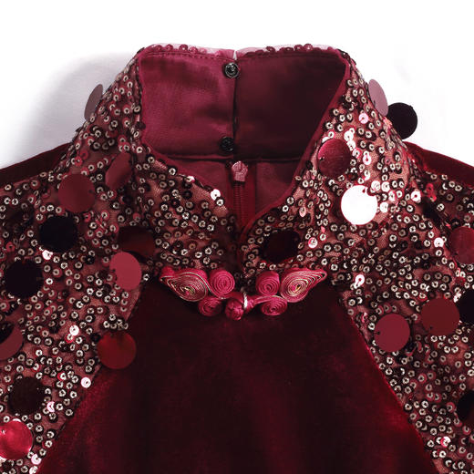 DLQ-A2097秋冬长款优雅红色蚀骨旗袍年轻款复古礼服 商品图3