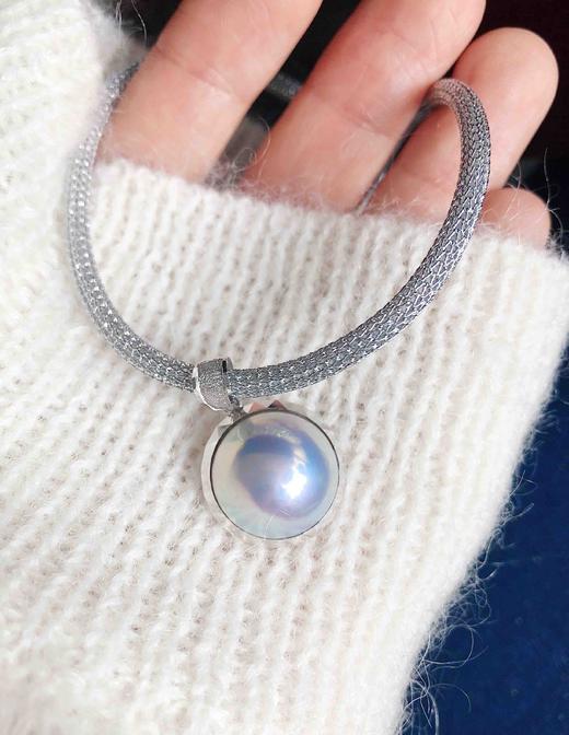 only系列15mm银色马贝珍珠坠子附赠链条