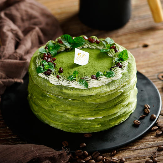 抹茶千层网红千层抹茶红豆生日蛋糕下午茶