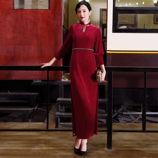 DLQ-A2136秋冬新式高端妈妈中年喜婆婆旗袍 商品图0