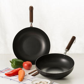 【匠人打造 原装进口】日本YOSHIKAWA 吉川乡技燕三条木柄炒锅 吃出幸福感