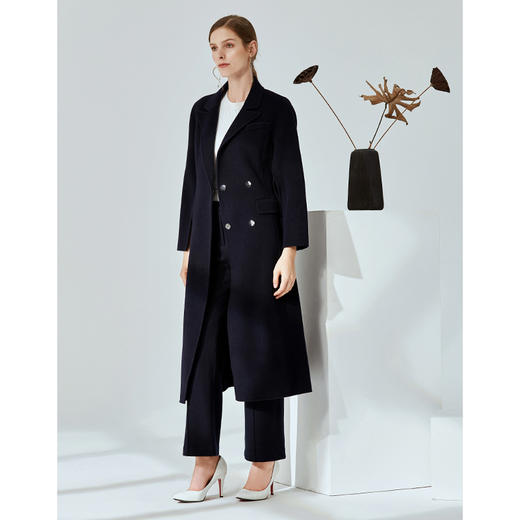 EITIE爱特爱冬季时尚气质喇叭袖收腰羊毛呢大衣中长款女6014710 商品图1