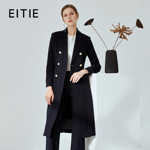 EITIE爱特爱冬季时尚通勤双排扣风衣外套中长款女6004716 商品图1
