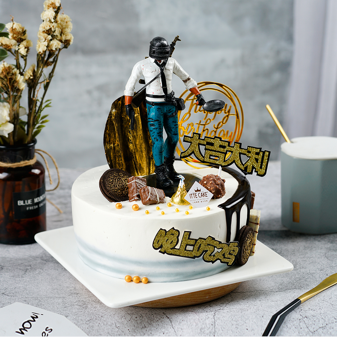 【晚上吃鸡】 新鲜水果 男神生日蛋糕