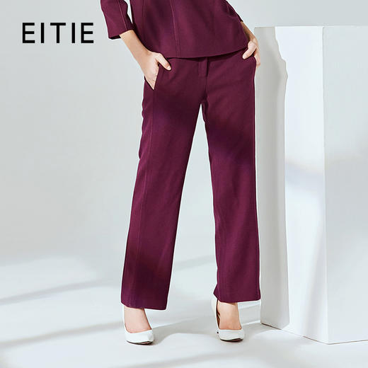 EITIE爱特爱冬季新款职业通勤百搭羊毛直筒长裤休闲裤女6005721 商品图0