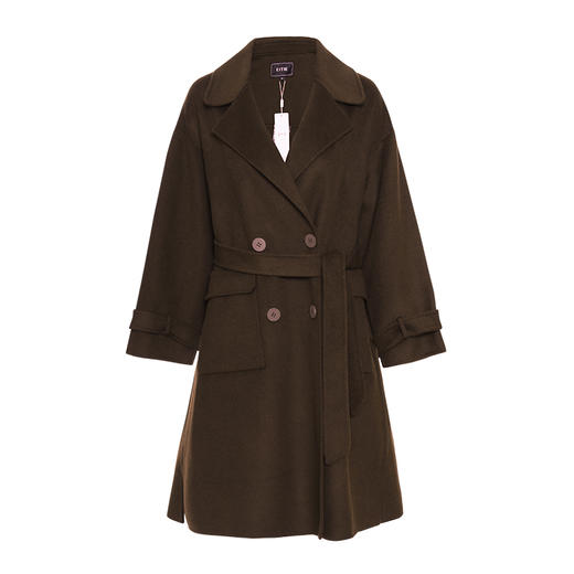 EITIE爱特爱冬季韩版宽松廓形双面呢羊毛大衣女中长款6014715 商品图9