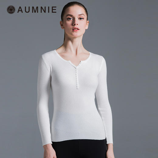 罗纹长袖针织打底衫 / Ribbed Henley Tee 商品图2