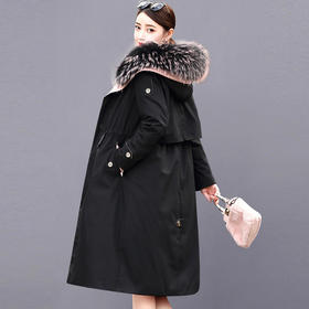 WYG-67038冬季新款爆款女装时尚大毛领长款过膝派克服