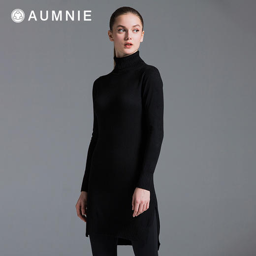高领修身开衩针织裙 / Turtleneck Knit Dress w Slits 商品图3