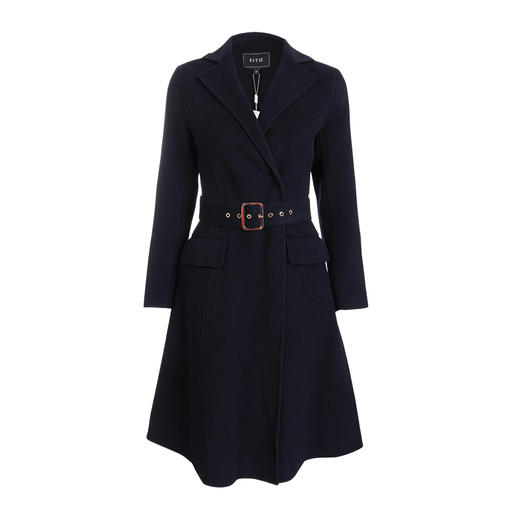 EITIE爱特爱冬季时尚翻领羊毛呢大衣中长款厚外套女收腰6014711 商品图4