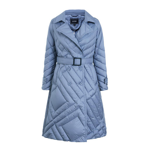 EITIE爱特爱冬季时尚翻领个性格纹轻薄羽绒服女中长款6011703 商品图4