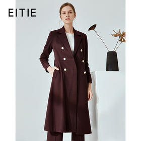 EITIE爱特爱冬季时尚通勤双排扣风衣外套中长款女6004716