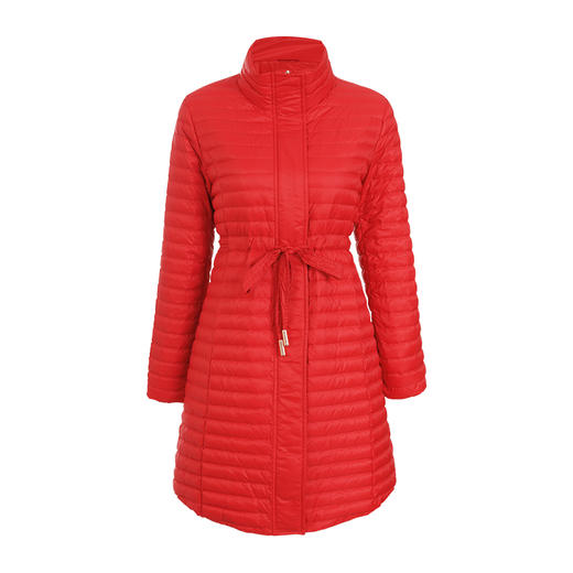 EITIE爱特爱冬季时尚抽绳收腰立领轻薄红羽绒服女中长款6011711 商品图4