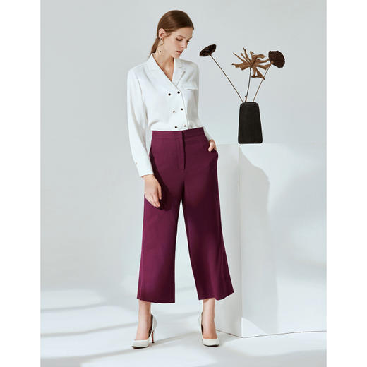 EITIE爱特爱冬季新款通勤职业显瘦羊毛九分裤阔腿裤休闲裤女6005722 商品图2