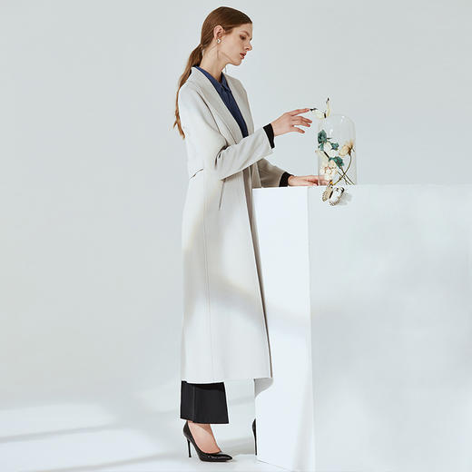 EITIE爱特爱冬季气质翻领修身双面呢羊毛大衣女中长款6014720 商品图2