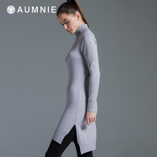 高领修身开衩针织裙 / Turtleneck Knit Dress w Slits 商品图1