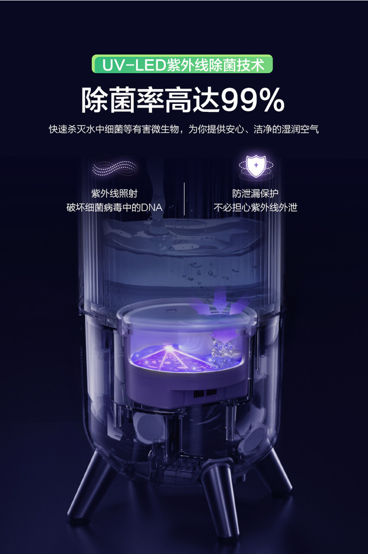 bear小熊jsqc60b1加湿器上加水落地紫外线杀智能恒湿