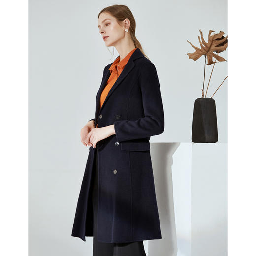 EITIE爱特爱冬季时尚翻领羊毛呢大衣中长款厚外套女收腰6014711 商品图2