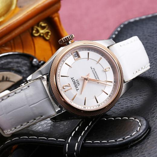 tissot天梭宝环系列天文台认证款t1082082611700皮带80机芯机械女表