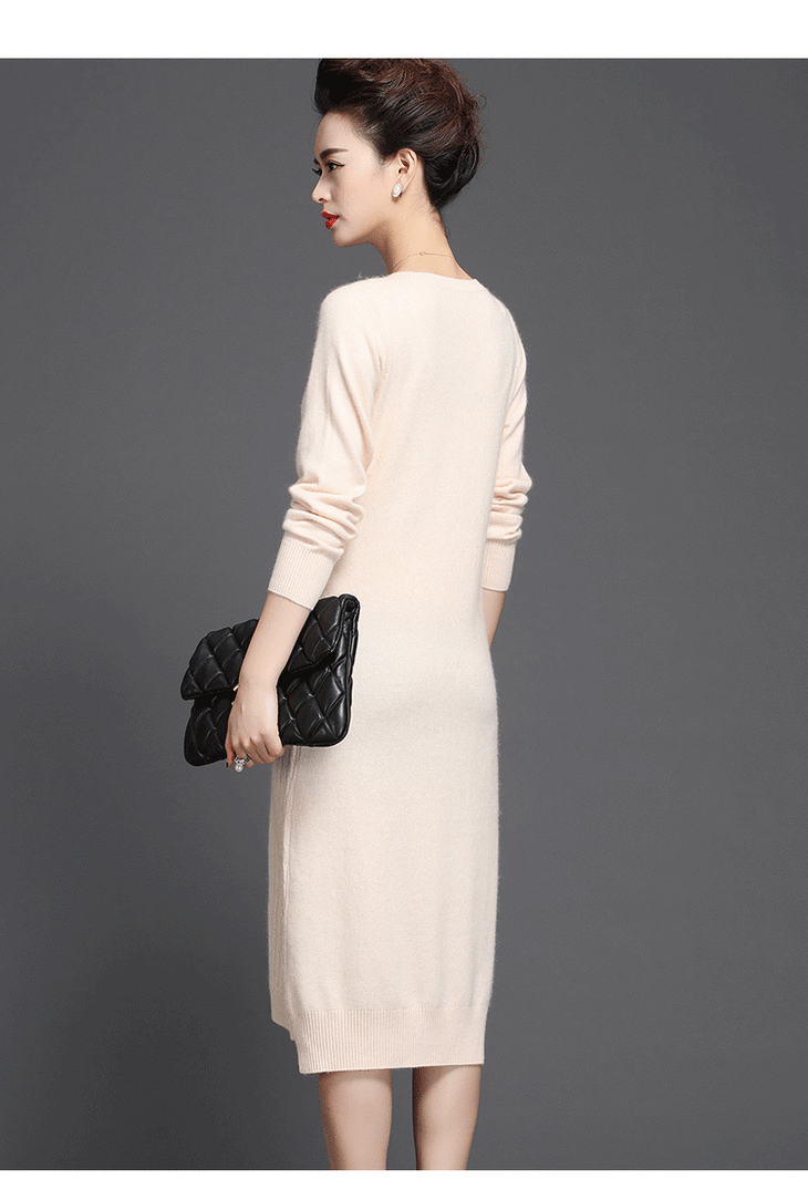 sm v1112纯羊毛针织连衣裙秋冬内搭麻花毛衣