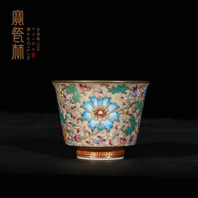 宝瓷林珐琅彩描金花卉直口杯