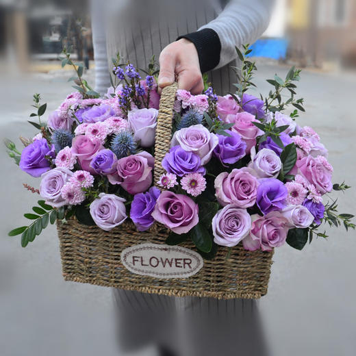 LUCKY----绣球玫瑰手提花篮六选一 商品图3