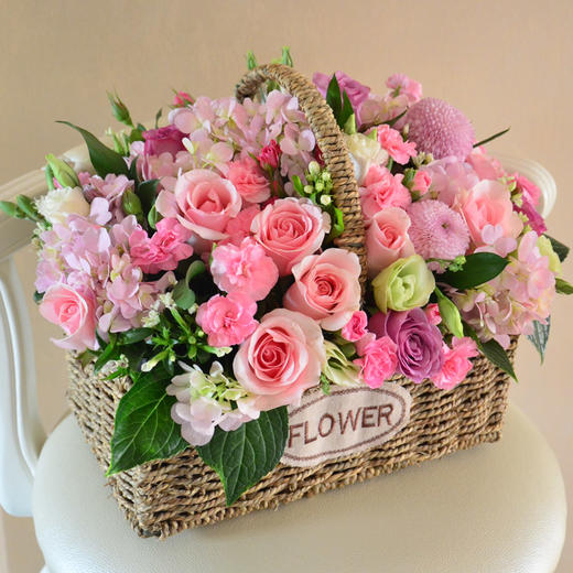 LUCKY----绣球玫瑰手提花篮六选一 商品图1