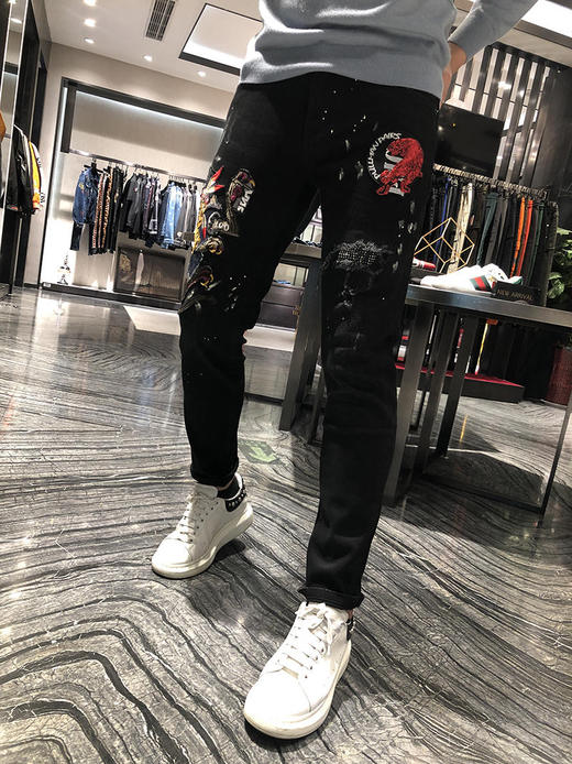 满减活动 31（125-135斤）重工男士刺画牛仔裤 9207 商品图2