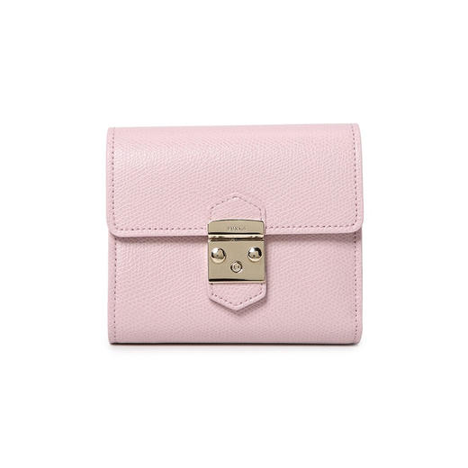 【二】FURLA 芙拉 女包 简约折叠锁扣开合短款钱包 粉色 963402和963405 商品图0