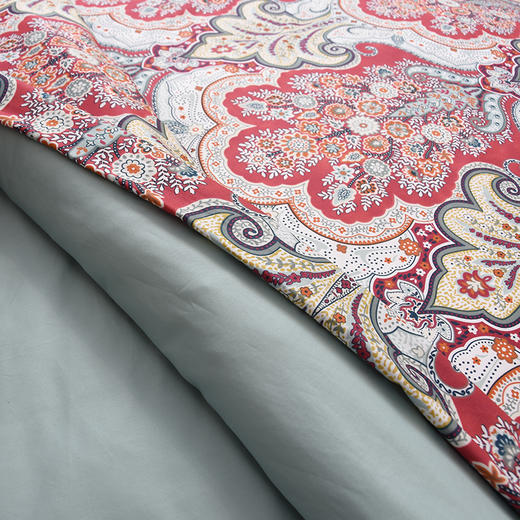 60S贡缎印花四件套 乔丹娜同款（红色）欧美大花型 商品图2