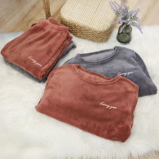 【瑜伽生活家】700克加厚秋冬加绒珊瑚绒内衣休闲家居服仙女暖暖裤套装 商品图2