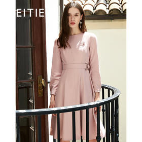 EITIE爱特爱女装秋季新款高端名媛小香风长袖甜美收腰连衣裙D1907305