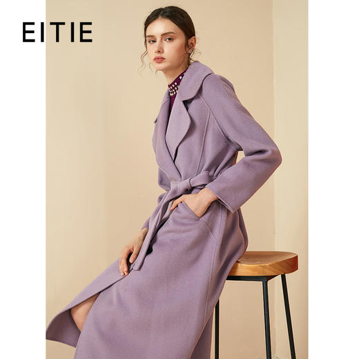 EITIE爱特爱女装冬时尚大翻领收腰纯羊毛大衣双面呢外套6014707 商品图0