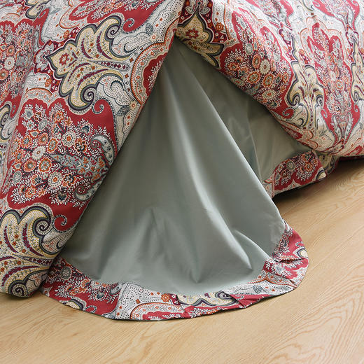 60S贡缎印花四件套 乔丹娜同款（红色）欧美大花型 商品图5