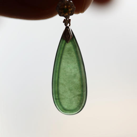 冰种湖水绿翡翠大水滴耳坠18k白金钻石镶嵌 商品图7