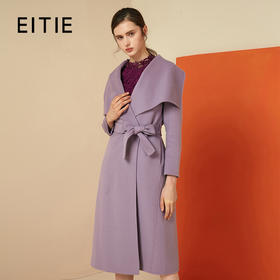 EITIE爱特爱女装冬季新款气质翻领显瘦纯羊毛大衣双面呢外套6014714