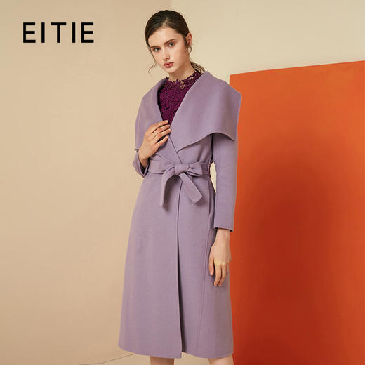 EITIE爱特爱女装冬季新款气质翻领显瘦纯羊毛大衣双面呢外套6014714 商品图0