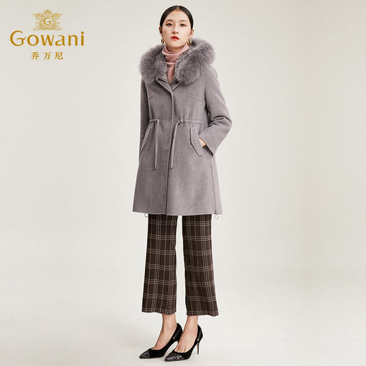 【绵羊毛】乔万尼毛呢外套流行可脱卸羽绒内胆保暖大毛领呢子大衣女EN4A799 商品图2