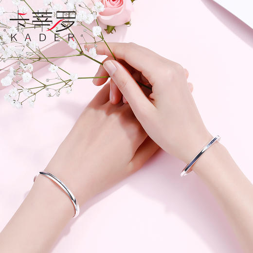 KADER卡蒂罗 999纯银唯一的爱手镯玫瑰金年轻款情人节礼物品 商品图3