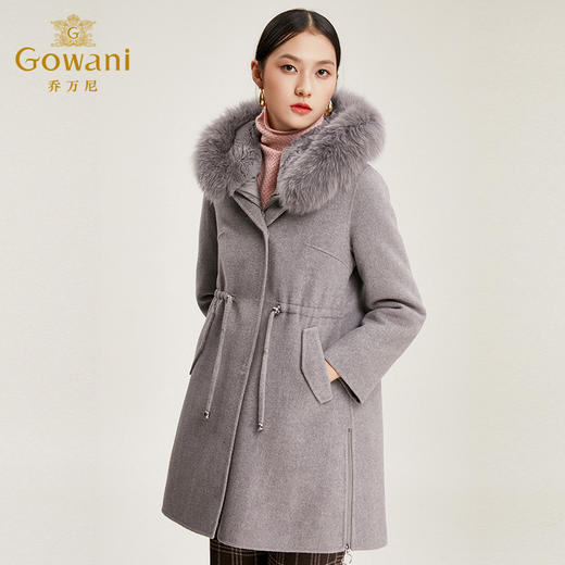 【绵羊毛】乔万尼毛呢外套流行可脱卸羽绒内胆保暖大毛领呢子大衣女EN4A799 商品图1
