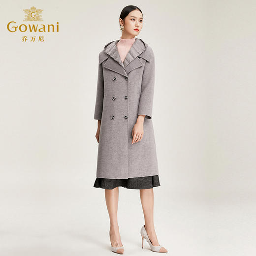 【绵羊毛】乔万尼冬季外套女流行毛呢大衣中长款羽绒内胆可单穿EN4A798 商品图2